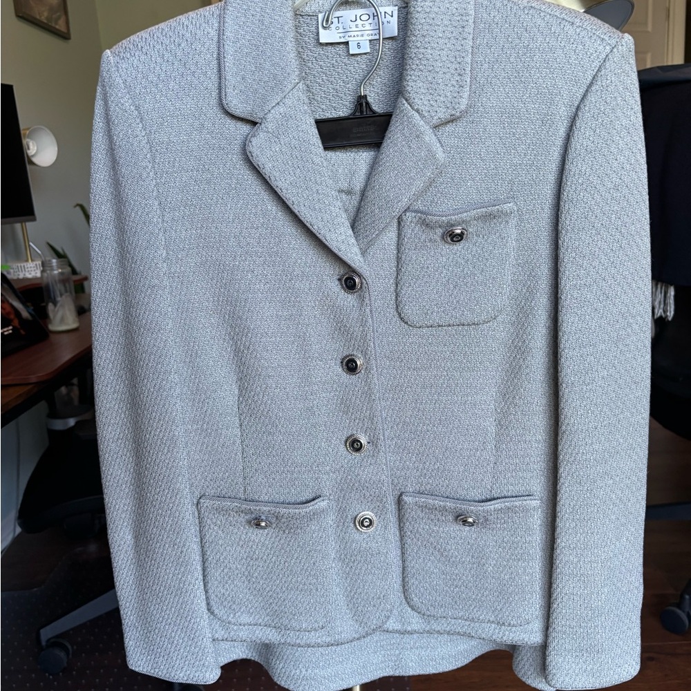 St. John Matching Grey Skirt Suit